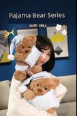 Pijama Ayıcık Figürlü Peluş Oyuncak - Mavi - 40cm - 7