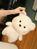 30cm Giydirilmiş Ayı Peluş Oyuncak - Pembe Kalp Kiraz Elbisesi - Hediye Kutulu - 6