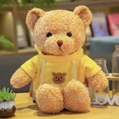 Sevimli Ayı Peluş Bebek - Dönme Çiçek Kadife Kar Beyazı Bayraklı 30cm - 3