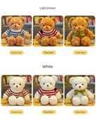 Sevimli Ayı Peluş Bebek - Dönme Çiçek Kadife Kar Beyazı Bayraklı 40cm - 10