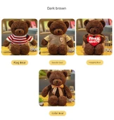 Sevimli Ayı Peluş Bebek - Dönme Çiçek Kadife Kar Beyazı Bayraklı 40cm - 12