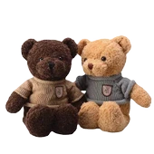 Sevimli Ayı Peluş Bebek - Dönme Çiçek Kadife Kar Beyazı Bayraklı 40cm - 6