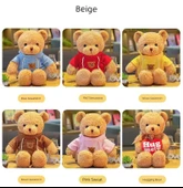 Sevimli Ayı Peluş Bebek - Dönme Çiçek Kadife Kar Beyazı Bayraklı 40cm - 11