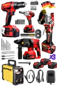 Stilmax 5IN1 10Pil 21V Set 200A İnvertör Kaynak  Şarjlı Matkap  Somun Sıkma Kırıcı Taşlama - 2