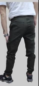 Erkek Jogger Beli ve Paçası Lastikli Keten Haki Kargo Pantolon - 5