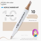 Akrilik Cilt Renkli Kalem Seti - Akrilik Cilt Renk 10 Çamur Kahvesi - 2 Adet - 1