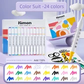 Akrilik Cilt Renkli Kalem Seti - Çift Uçlu Kalın PRO Versiyon - 24 Renk Sıradan Renk Kutusu - 1