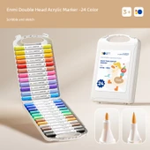 Akrilik Marker Kalem Seti - Geliştirilmiş Çift Uç 24 Renk Mutlu Ördek - 1