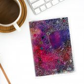 Not Defteri Boyutunda Galaxy Desen Simli ve Sulu Kapaklı Rengarenk Sayfalı Mini Defter - 6