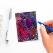Not Defteri Boyutunda Galaxy Desen Simli ve Sulu Kapaklı Rengarenk Sayfalı Mini Defter - 7