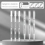 Beyaz Vurgulayıcı Kalem Seti İğne Kalemler ile - 0.8mm - 3 Paket - 1