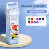 Su Bazlı İkili Uçlu Marker Seti - 12 Renk İkili Uçlu Marker - 1