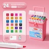 Çift Uçlu Sulu Boya Kalemi Seti - 24 Renk Pembe Silindirik - 1