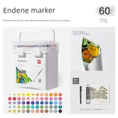 Akrilik Marker Kalem Seti - Üçgen - 60 Renk ve Kontur Kalemi - 1