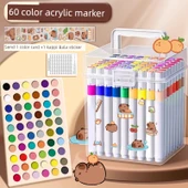 Akrilik Marker Kalem Seti - 60 Renk Kart Pibala - Gelişmiş Depolama Kutusu thumbnail 1