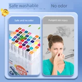 Su Bazlı İkili Uçlu Marker Seti - 24 Renk İkili Uçlu Marker ve Boyama Kitabı ile Gou Kalemi thumbnail 5