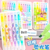 Silinebilir Floresan Vurgulayıcı Kalem Seti - Parfümsüz Yuvarlak Çubuk [Rastgele 1 adet] - 2