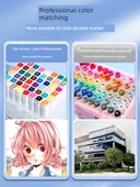 Su Bazlı İkili Uçlu Marker Seti - 24 Renk İkili Uçlu Marker ve Boyama Kitabı ile Gou Kalemi thumbnail 9