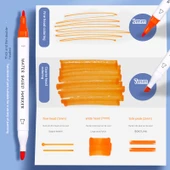 Su Bazlı İkili Uçlu Marker Seti - 12 Renk İkili Uçlu Marker - 4