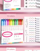 Çift Hat Çizim Kalemleri - 2 Kutuda/18 Paket (12 Renk + 6 Desen) - 9