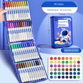 Akrilik Marker Kalem Seti - 48 Renk Astronot ve Kozmetik Çantası - 1