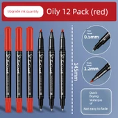 Çift Uçlu Sanat Marker Kalemi - Yağlı Kırmızı 12 (1 Kutu) - 1