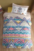 Clasy Ranforce %100 Pamuk Tek Kişilik Nevresim Takımı Boho V1 Bej - 1