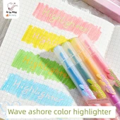 Çift Uçlu Yığılabilir Flüoresan Kalem Seti - Dalga İnişi - 4 Temel Renk + 4 Üst Üste Renk - 1