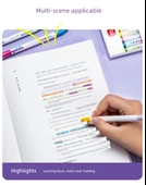 Çift Uçlu Anti-Blooming Flüoresan Marker Kalemi - Büyük Düz Çubuk - Yarım Sarı + Sis Moru + Bahar Sabahı Yeşili + Çiçek Dalları Kırmızı + Yuqin Sarısı + Yunshan Mavisi - 6 Adet - 11