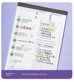 Çift Uçlu Anti-Blooming Flüoresan Marker Kalemi - Büyük Düz Çubuk - Yarım Sarı + Sis Moru + Bahar Sabahı Yeşili + Çiçek Dalları Kırmızı + Yuqin Sarısı + Yunshan Mavisi - 6 Adet - 12