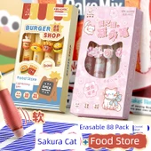 Silinebilir Jel Kalem 0.5mm - Atıştırmalık Dükkanları + Kiraz Çiçeği Kedisi / Kristal Mavi - 8'li Kutu thumbnail 1