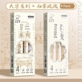 Hızla Kuruyan Jel Kalem Seti - Üniversite Serisi + Beyaz Sis Gülü - 0.5mm Siyah Mürekkep - 8'li Paket - 1