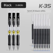 Hızla Kuruyan 0.5mm Jel Tükenmez Kalem - 3 Siyah (20 Siyah Yedekle) - 1