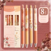 Hızlı Kuruyan Retro Stil Kalem - Kırmızı Güller + Laleler 8 Adet - 1