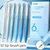 Fırça Kalem 0.5mm Hızlı Kuruyan Jel Kalem - 6 Adet Gradyan Pudra thumbnail 2