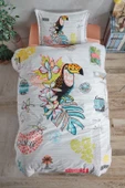 Clasy Ranforce %100 Pamuk Tek Kişilik Nevresim Takımı Paradise V1 Somon - 5