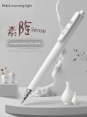 Seramik Dokulu Basmalı Jel Kalem - Beyaz - 0.5mm - 1+10 Chenguang Yedek - 2