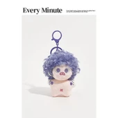 Sevimli Mini Kıvırcık Saçlı Pamuk Bebek Anahtarlık - Mor - 1