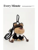 Sevimli Kravat Arı Yavru Peluş Çanta Süs Anahtarlık - Turuncu Şapka thumbnail 4