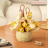 Yapı Blokları Çiçek Pasta Puzzle Oyuncak - Solgun Sarı Sıcak Güneş - 1