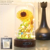 DIY Çiçek Müzik Kutusu Yapı Blokları Seti - [Hediye Çantası Versiyonu] Dandelion Anlaşması (372 Parça) - Toz Kapağı ile - 8