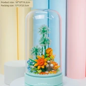 DIY Çiçek Müzik Kutusu Yapı Blokları Seti - Dandelion Müzik Kutusu (372 Parça) - Toz Kapağı ile - 1