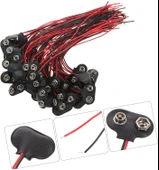 9V Pil Yuvası Yatağı Başlığı 9V Batarya Bağlantı T-Tipi Konnektör Klips - 50 Adet thumbnail 2