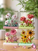 DIY Çiçek Yapı Blokları Seti - Peony - Akrilik Kutu - 2