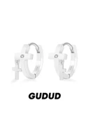 S925 Gümüş Çift Haç Küpe - Sağ Tek - 2