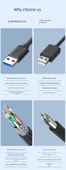 USB 3.0 Uzatma Kablosu - 5m - Sağ Eğilimli Hızlı Veri Aktarımı - 8