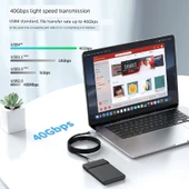 USB 3.2 Veri Kablosu - 3m - 20Gbps - 100W Hızlı Şarj - 8K Ekran Yansıtma - 8