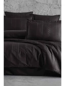 Clasy %100 Pamuk Saten Çift Kişilik Nevresim Takımı Capital V1 Antrasit - 2