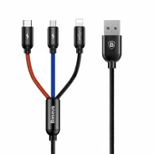 3'ü 1 Arada USB Şarj Kablosu - Type-C + Micro USB + Apple Lightning - 2