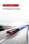 Hızlı Şarj Veri Kablosu - Apple 6-14 - Kırmızı Kasa + Kırmızı Hat - 2m - 5